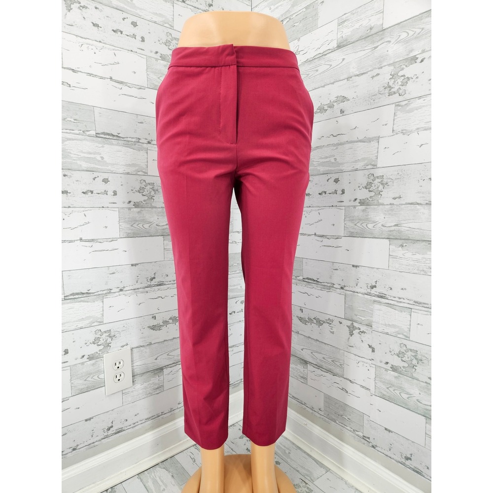 Zara Women Berry Red Slim Fit Tailored Dress Pants Trousers Size 6 Stretch